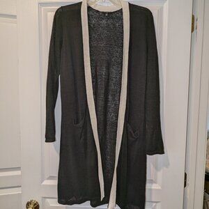 Ann Taylor Medium Petite black sweater with white trim